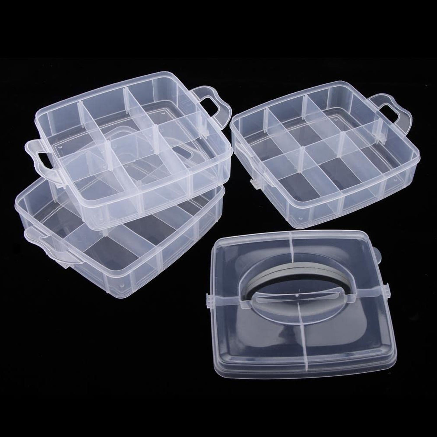 2644 3-tier 18 Sections Transparent Stackable Adjustable Compartment Slot Plastic Craft Storage Box 2644 3-tier 18 Sections Transparent Stackable Adjustable Compartment Slot Plastic Craft Storage Box
